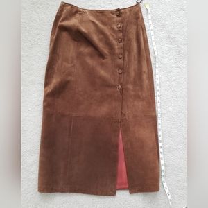 Daniel Hechter Brown Suede Midi Wrap Skirt Size 8